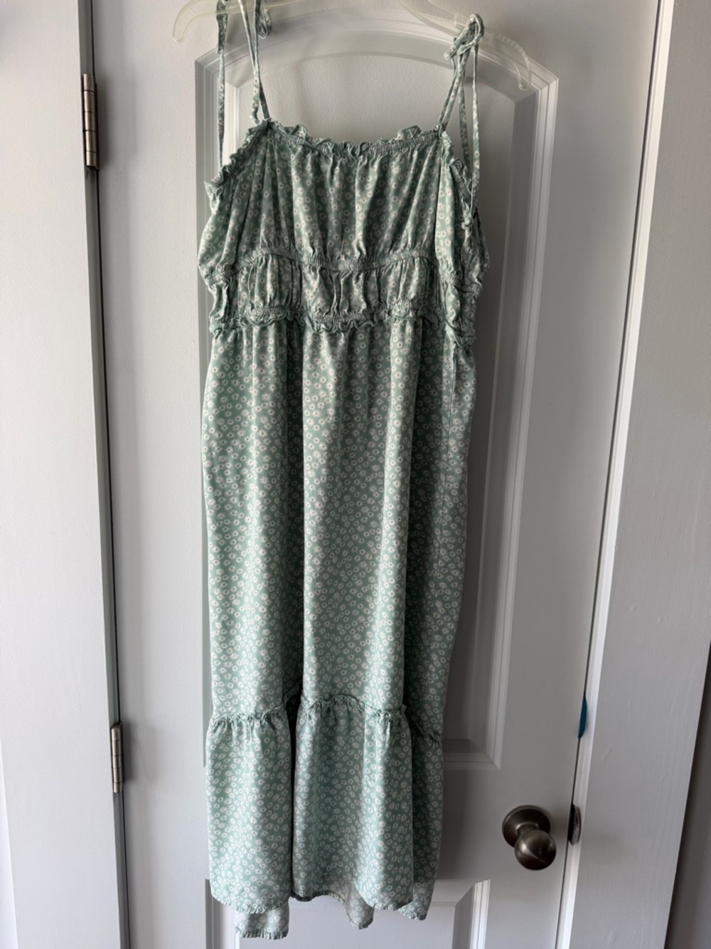 wild fable Sage Green Floral Tiered Maxi Dress